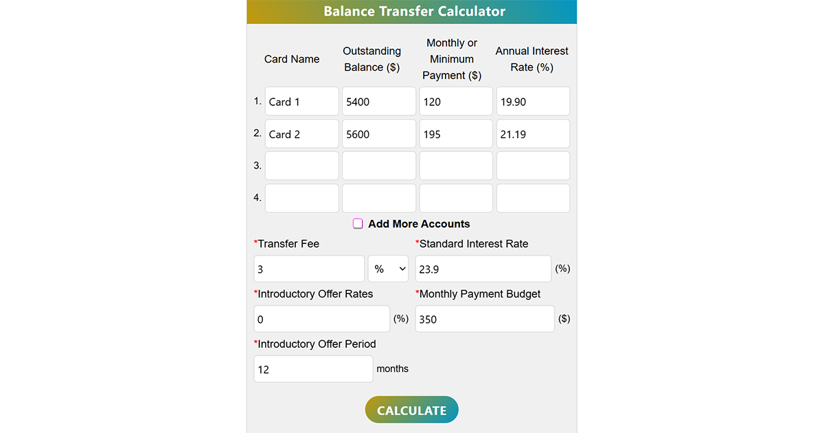 Balance Transfer Calculator | MoneyCalc
